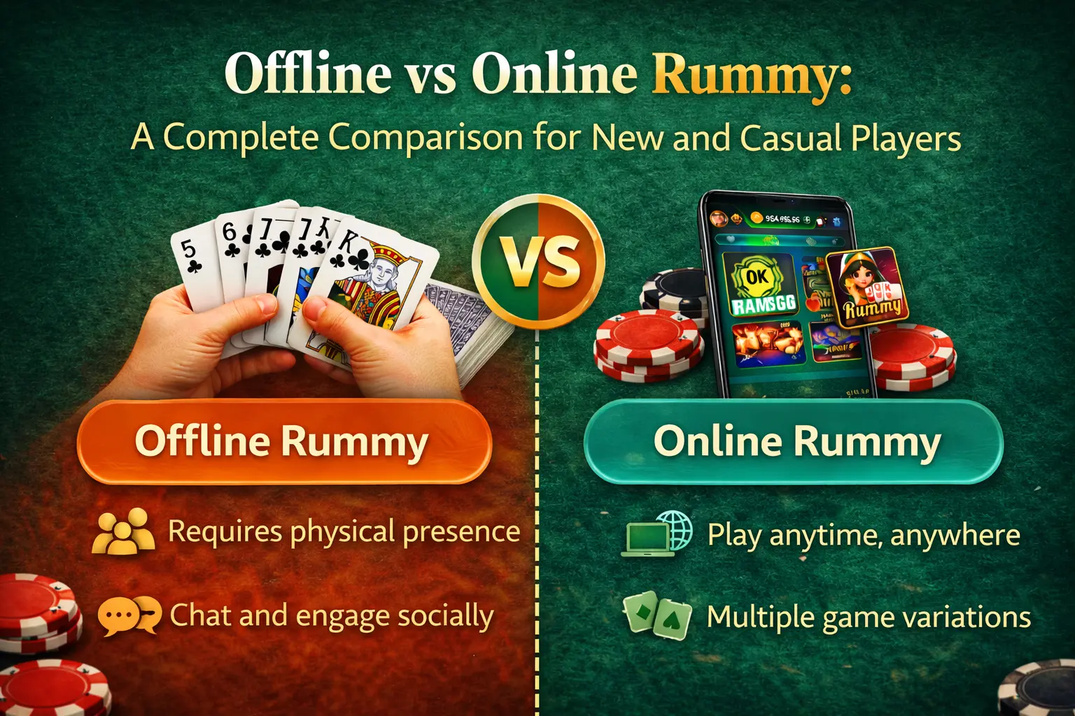 offline vs online rummy